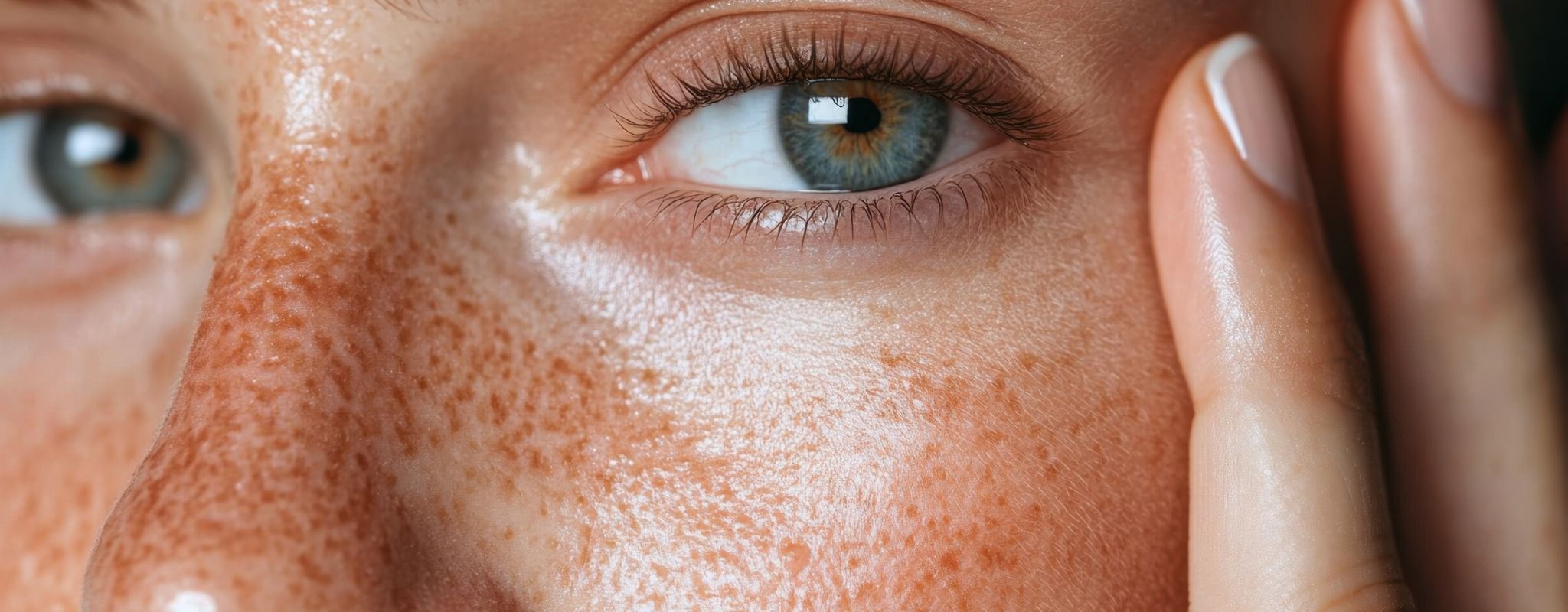 Woman touching cheek